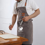 Chenega Team Eagle - Unisex Canvas Cross Back Chef Aprons Multifunction with Large Pockets
