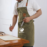 Chenega Team Eagle - Unisex Canvas Cross Back Chef Aprons Multifunction with Large Pockets
