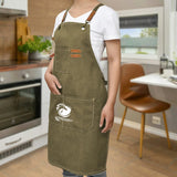 Chenega Team Eagle - Unisex Canvas Cross Back Chef Aprons Multifunction with Large Pockets