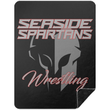 Seaside Spartans Wrestling Premium Black Sherpa Blanket 60x80